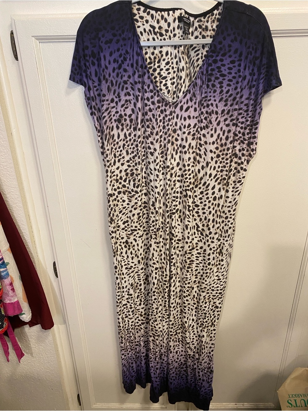 Simply Vera Vera Wang Purple Ombre Leopard-Print V-Neck Maxi Dress Lounger